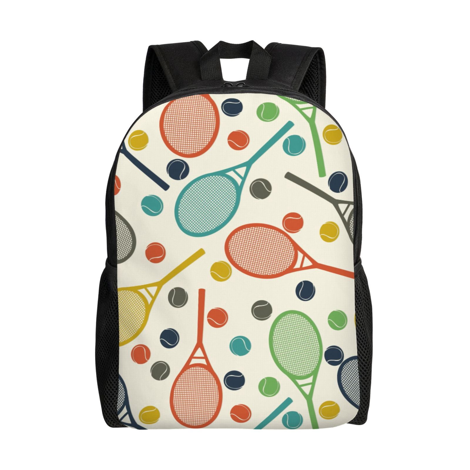 Compact Tennis Racket Backpack Gaeub Racket and Tennis Ball Print Unisex Backpacks, College Bookbag ...