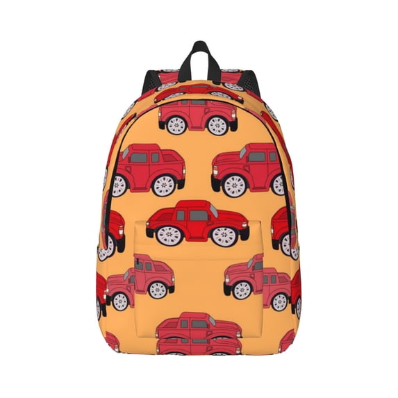 Geaub red cars durable canvas backpack: stylish, lightweight, and spacious with adjustable straps