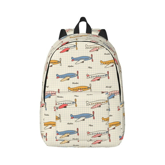 Geaub striped vintage planes durable canvas backpack: stylish, lightweight, and spacious with adjustable straps