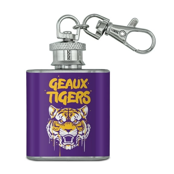 Geaux Tigers Graffiti Stainless Steel 1oz Mini Flask Key Chain