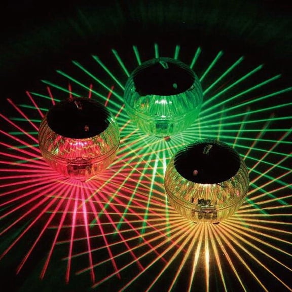 Gecau Waterproof Solar Pool Lights That Float,Pool Lights Hangable LED Disco Glow Ball Lights for Pond Garden