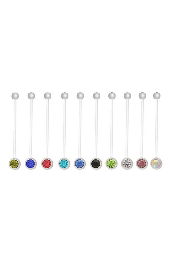 10PCS Navel Belly Button Ring Pregnancy Maternity Flexible Clear Long Belly Button Rings Navel Retainer Body Piercing