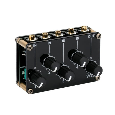 Gecheer 4-in-1-out Passive Mixer Module Stereo 4-Channel Passive Mixer Audio Mixer 4 Audio Input to 1 Output Ultra Compact Low Noise for Recording Studio Console Stage Small or Bar