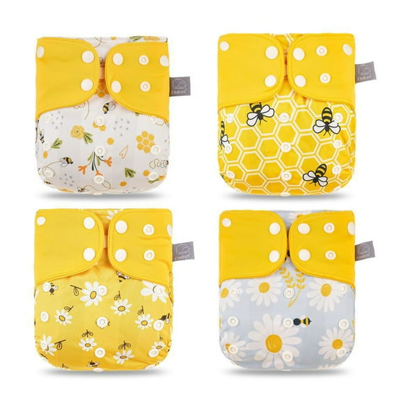 Gecheer 4pcs/pack Baby Cloth Diapers Washable Reusable Pocket Cloth Diaper Quick Dry Breathable Waterproof One Size Adjust