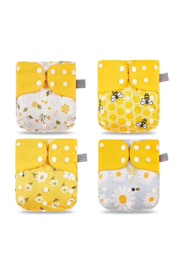 4pcs/pack Baby Cloth Diapers Washable Reusable Pocket Cloth Diaper Quick Dry Breathable Waterproof One Size Adjust