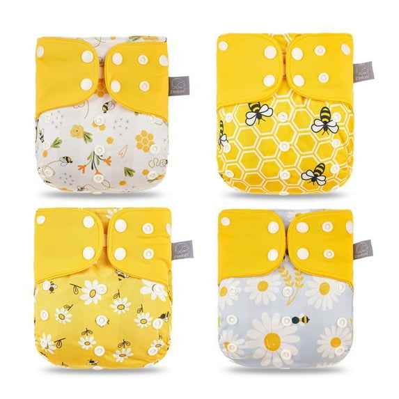 Gecheer 4pcs/pack Baby Cloth Diapers Washable Reusable Pocket Cloth Diaper Quick Dry Breathable Waterproof One Size Adjust
