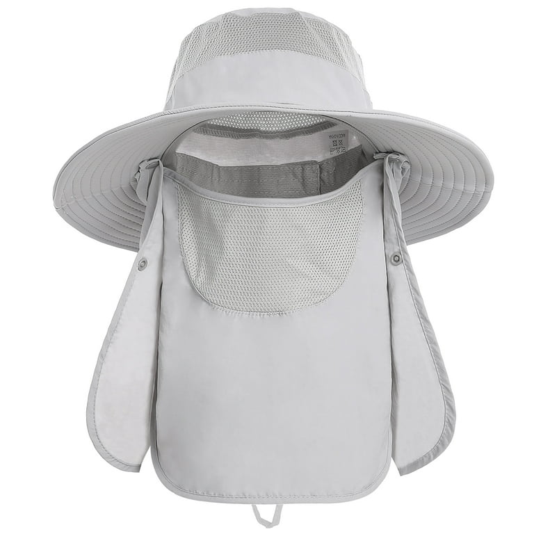 Gecheer Detachable Neck Flap Sun Hat Wide Brim Face Cover for Men