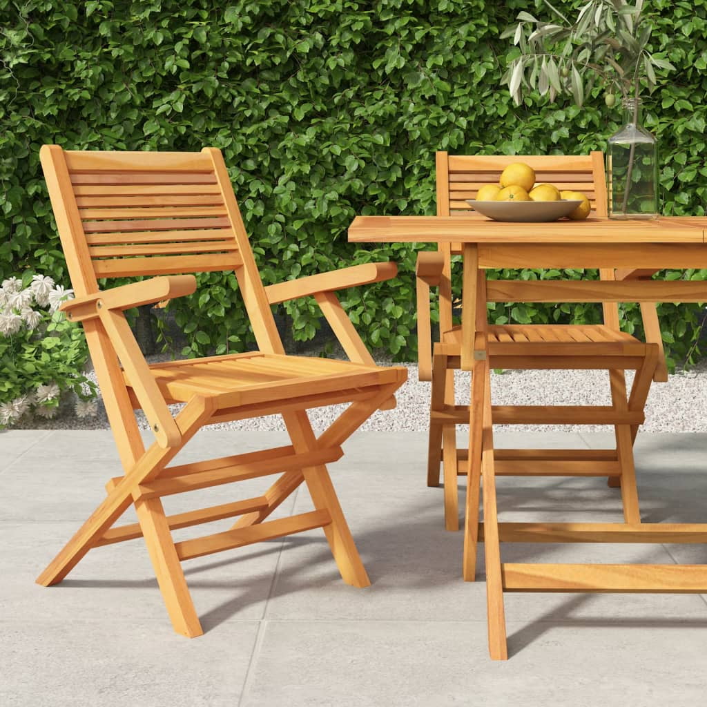 Gecheer Folding Patio Chairs in Solid Wood Teak, Pack of 2, Create a