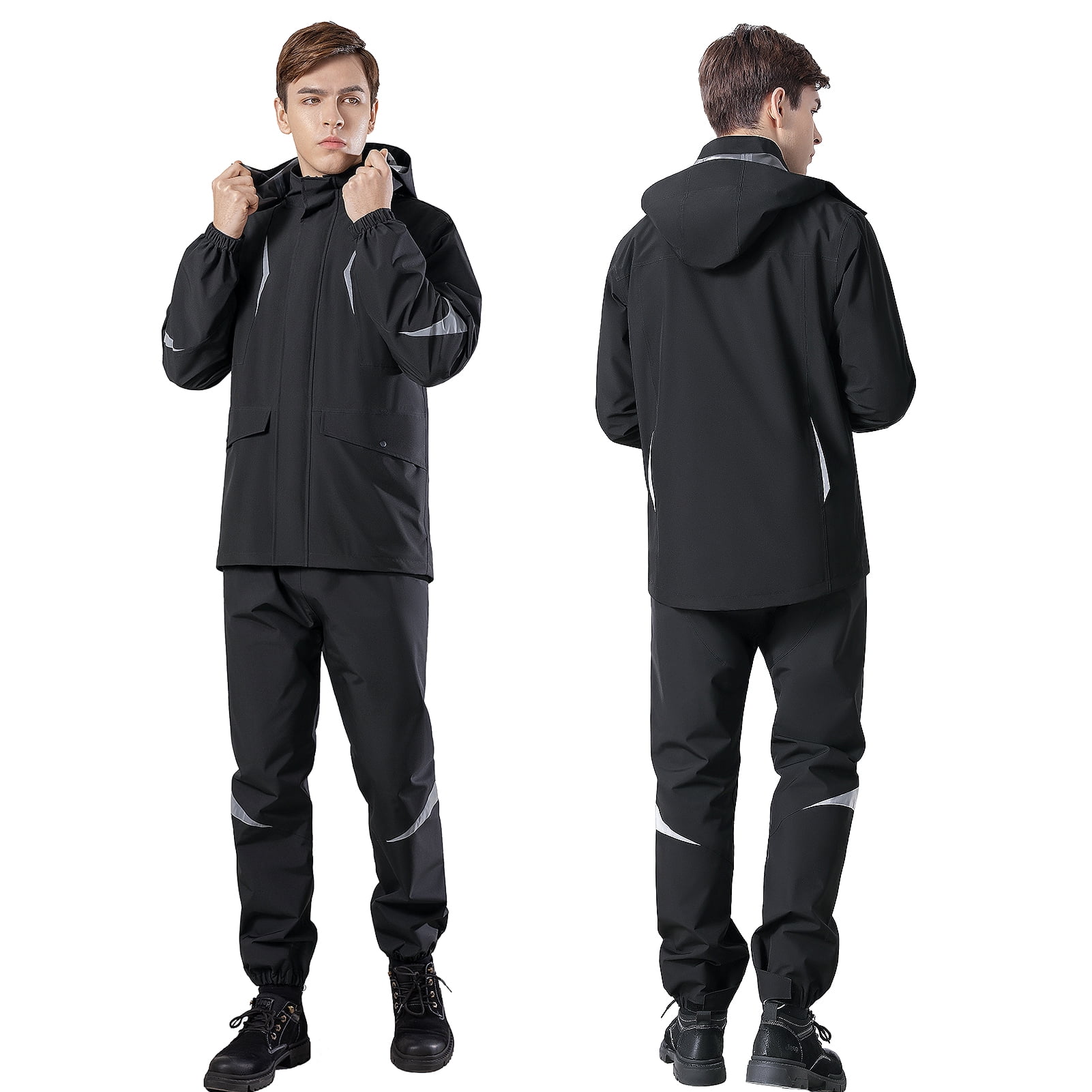 Gecheer Men's Motorcycle Rain Gear Waterproof, Reflective, Fashionable