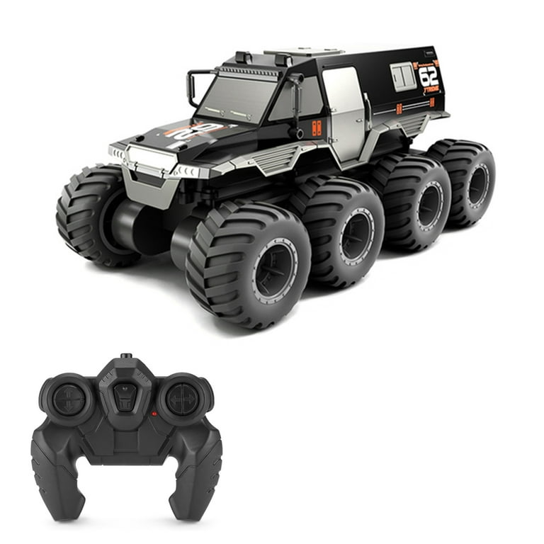 Gecheer Remote Control Car, Waterproof 8 Wheel Drive 2.4G Remote Control  Armored Vehicle Amphibious Off Road Stunt Truck Toy for Children Black 