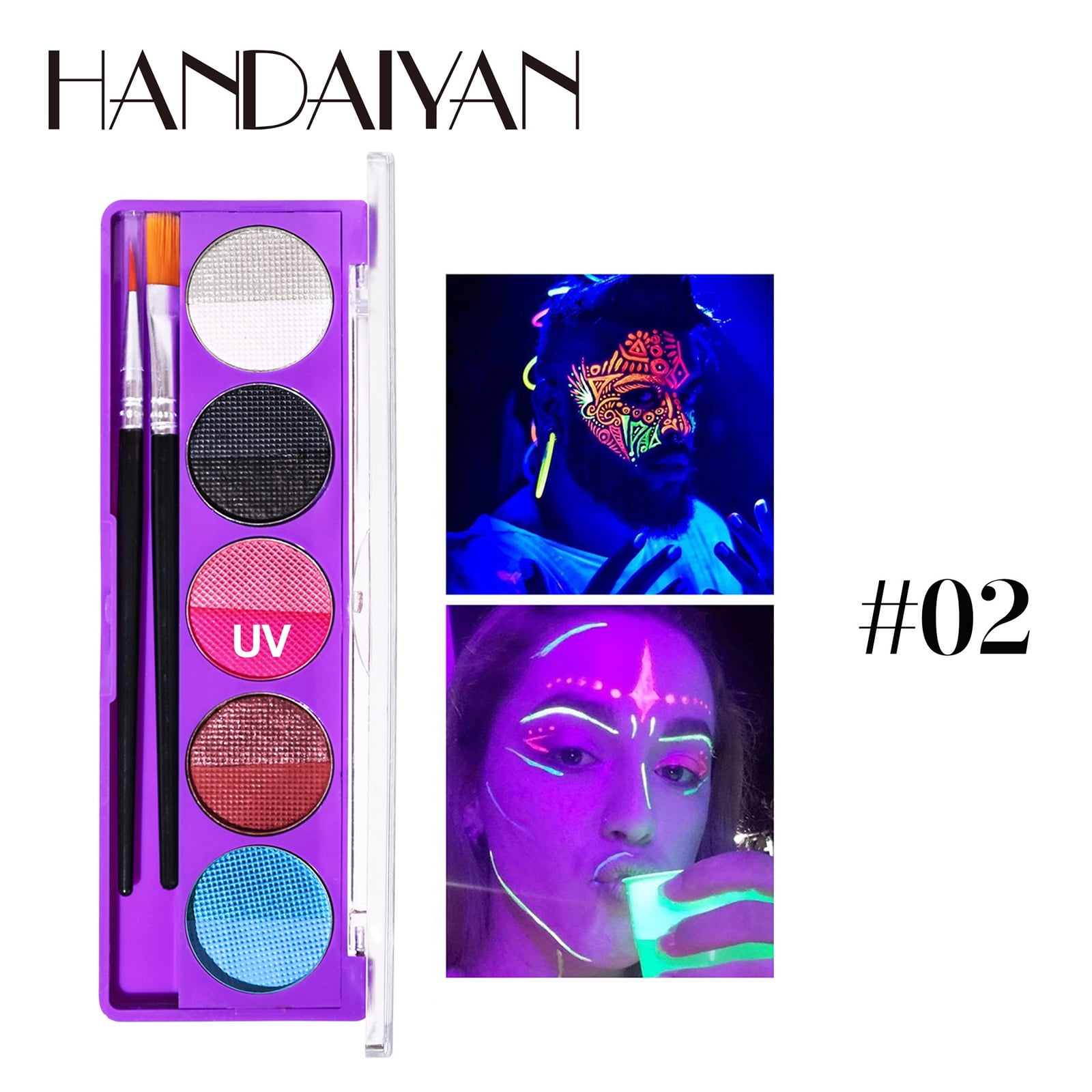Gecheer UV Fluorescent Watersoluble Festival Stage Body Paint Palette