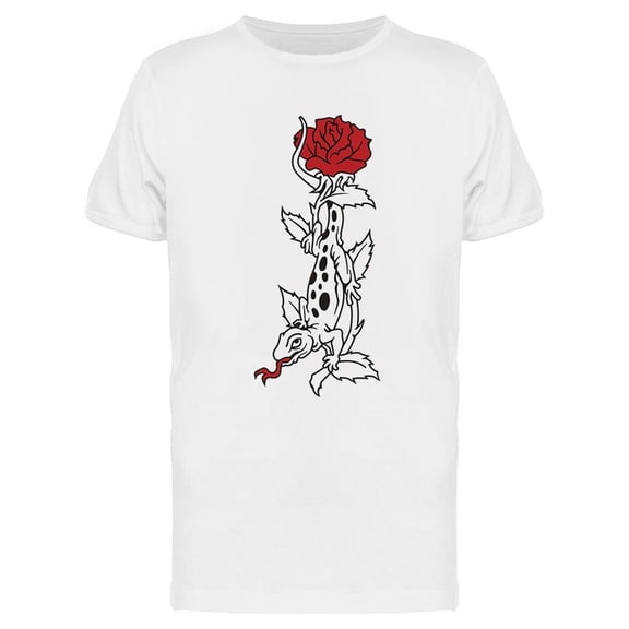 Gecko Attached To A Rose T-Shirt Men -Image by Shutterstock, Male XX-Large