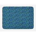 thumbnail image 1 of Gecko Bath Mat, Doodle Style Lizard Pattern with Blue Shaded Background Reptile Cartoon, Plush Bathroom Decor Mat with Non Slip Backing, 29.5" X 17.5", Navy Blue and Green, by Ambesonne, 1 of 2