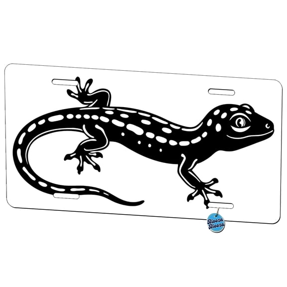 Gecko Black White Metal Novelty License Plate
