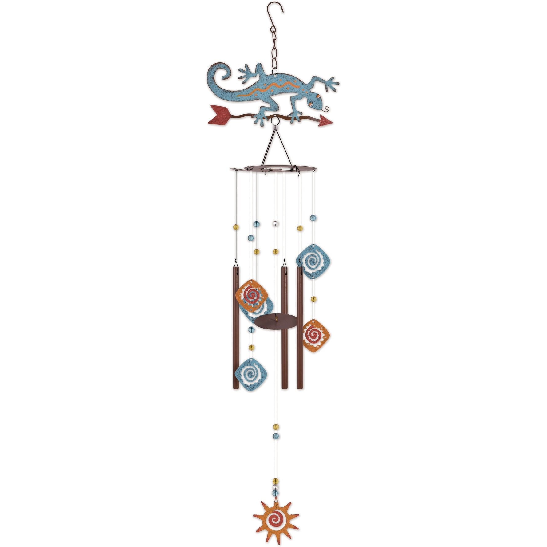Southwest Blue and Orange Metal Gecko Wind Chime