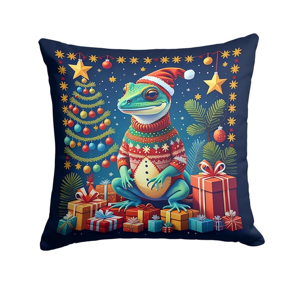 Gecko Christmas Fabric Decorative Pillow 18 in x 18 in