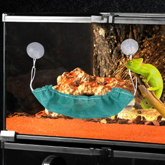 Gecko Hammock Hanging Bed Breathable Reptile Lounger with Suction Cups Habitat Supplies for Iguana Gecko Snake Chameleon Rest green mesh