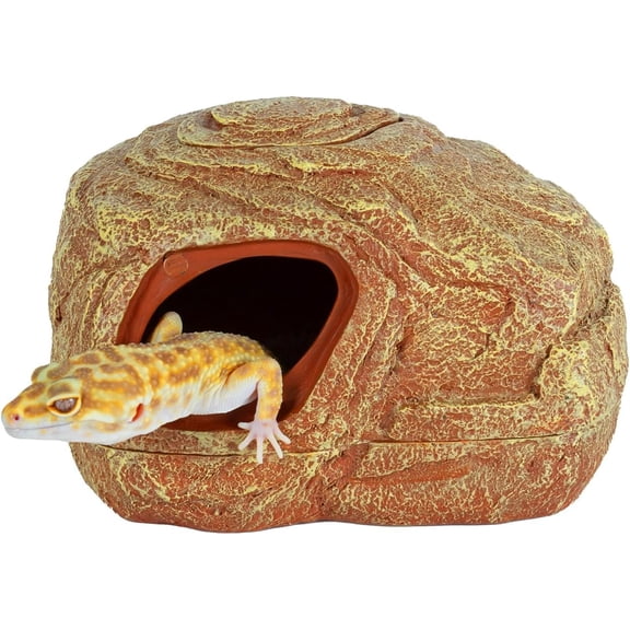 Gecko Hide Cave, 2 in 1 Snake Reptile Hideout for Hide & Rest & Breed & Feeding, Reptile & Amphibian Habitat Decor for Corn Snake, Small Snake, Ball Python, Crested Gecko, Leopard Gecko