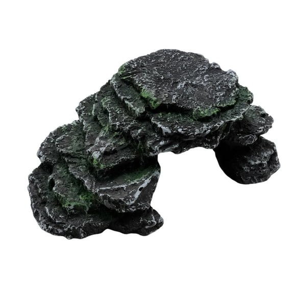 Resin Reptile Cave Hideout, 8.07 × 5.20 × 2.91 inches, Gecko & Turtle Shale Ledge Aquascaping Accessory