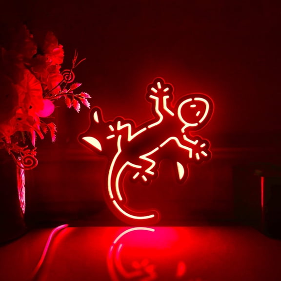 Gecko Led Light Box, Dimmable Neon-Like Light Signs USB Power for Wall Decor Bedroom Decoration, RGB Light (WxH) 16"x17"