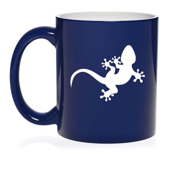 Gecko Lizard Ceramic Coffee Mug Tea Cup Gift for Her, Him, Friend, Coworker, Wife, Husband (11oz Blue)