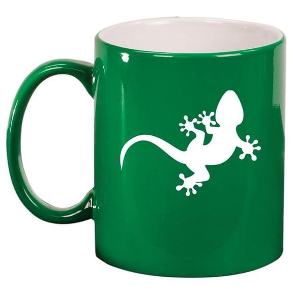 Gecko Lizard Ceramic Coffee Mug Tea Cup Gift for Her, Him, Friend, Coworker, Wife, Husband (11oz Green)