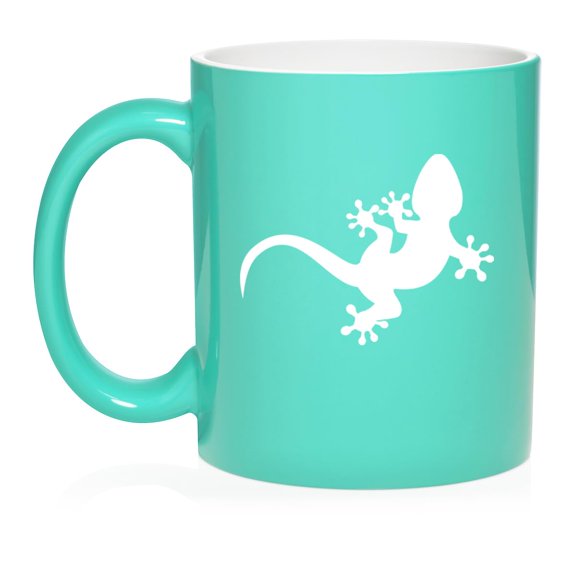 Gecko Lizard Ceramic Coffee Mug Tea Cup Gift for Her, Him, Friend, Coworker, Wife, Husband (11oz Teal)