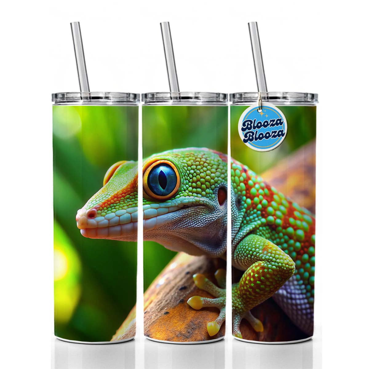 Gecko Lizard Reptile 20oz Insulated Water Bottle Skinny Tumbler ...