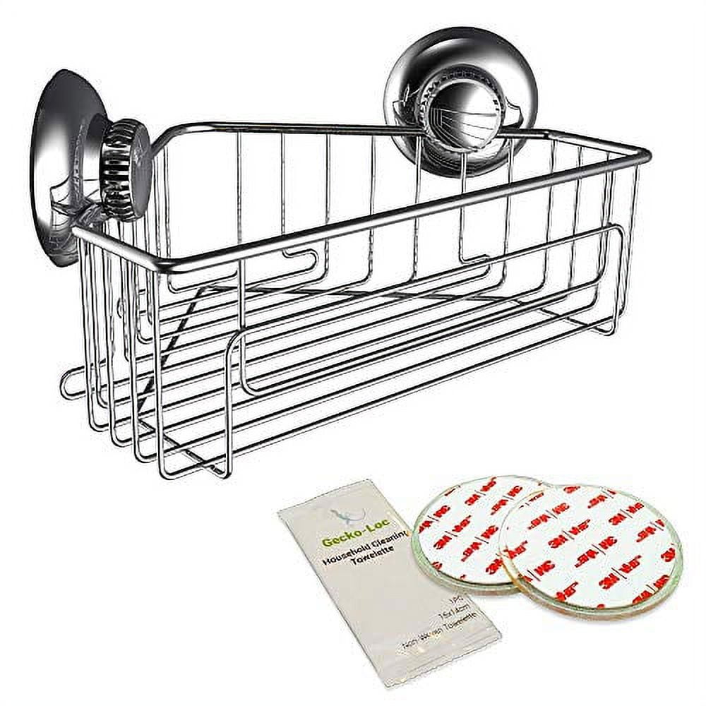 GeckoLoc Corner Shower Caddy Bathroom Organizer Shelf Basket Suction