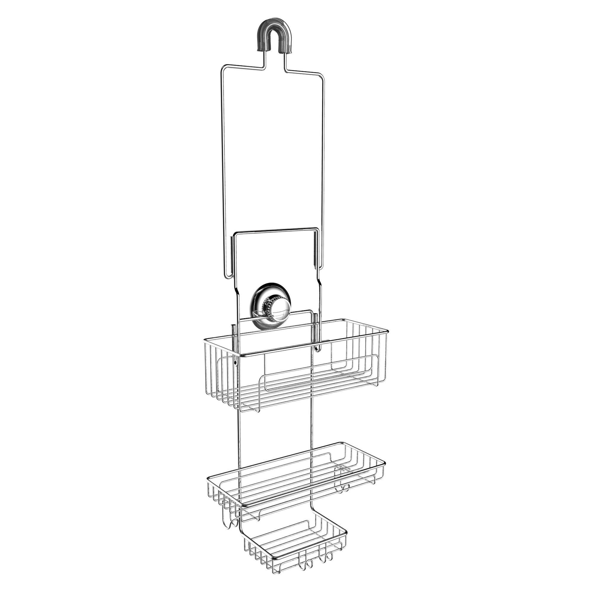 GeckoLoc Long over Showerhead Hanging 3 shelf Bathroom Shower Caddy