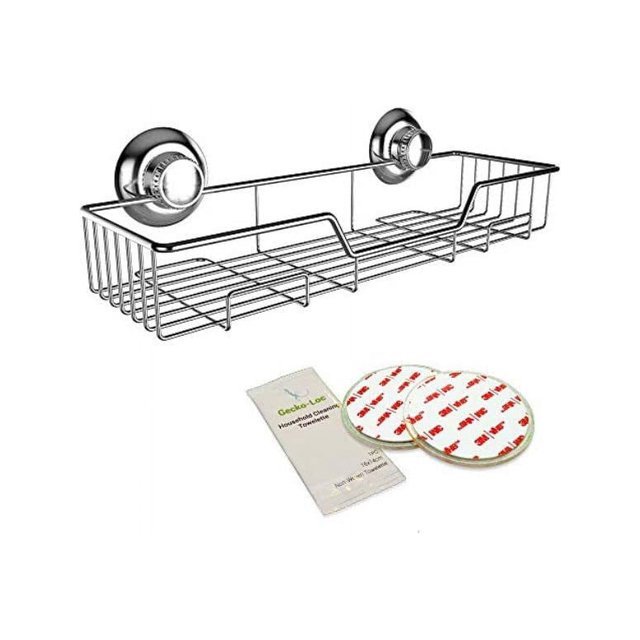 GeckoLoc Wide Shower Caddy Bathroom Organizer Shelf Basket Suction