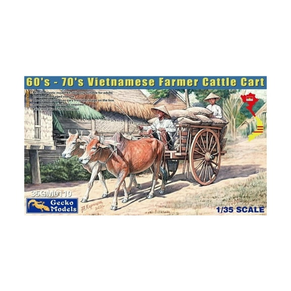 Gecko Models 60's-70's Vietnamese Farmer Cattle Cart New