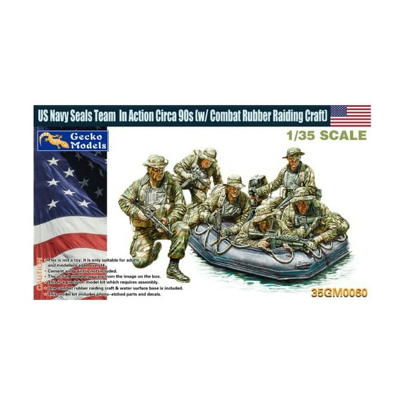 Gecko Models US Navy Seals Team in Action 90s w/Combat Rubber Raiding Craft New