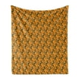 thumbnail image 1 of Gecko Soft Flannel Fleece Throw Blanket, Lizard Pattern with Motifs Triangles and Circles on Warm Backdrop, Cozy Plush for Indoor and Outdoor Use, 50" x 70", Green Brown and Orange, by Ambesonne, 1 of 5