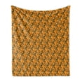 thumbnail image 1 of Gecko Soft Flannel Fleece Throw Blanket, Lizard Pattern with Motifs Triangles and Circles on Warm Backdrop, Cozy Plush for Indoor and Outdoor Use, 60" x 80", Green Brown and Orange, by Ambesonne, 1 of 5