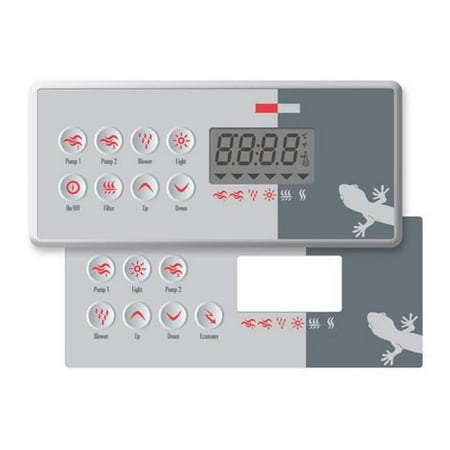 Gecko TSC-8-GE1-GE2 2 Overlays Included LCD Spa Side Control for Pump1 & Pump2, Blower 10 ft. Cable with 8 Pin JST Plug - 7 & 8-Button
