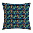 thumbnail image 1 of Gecko Throw Pillow Cushion Cover, Exotic Colorful Lizards on Monstera Leaves Background Tropical Flora Fauna Pattern, Decorative Square Accent Pillow Case, 20 X 20 Inches, Multicolor, by Ambesonne, 1 of 2