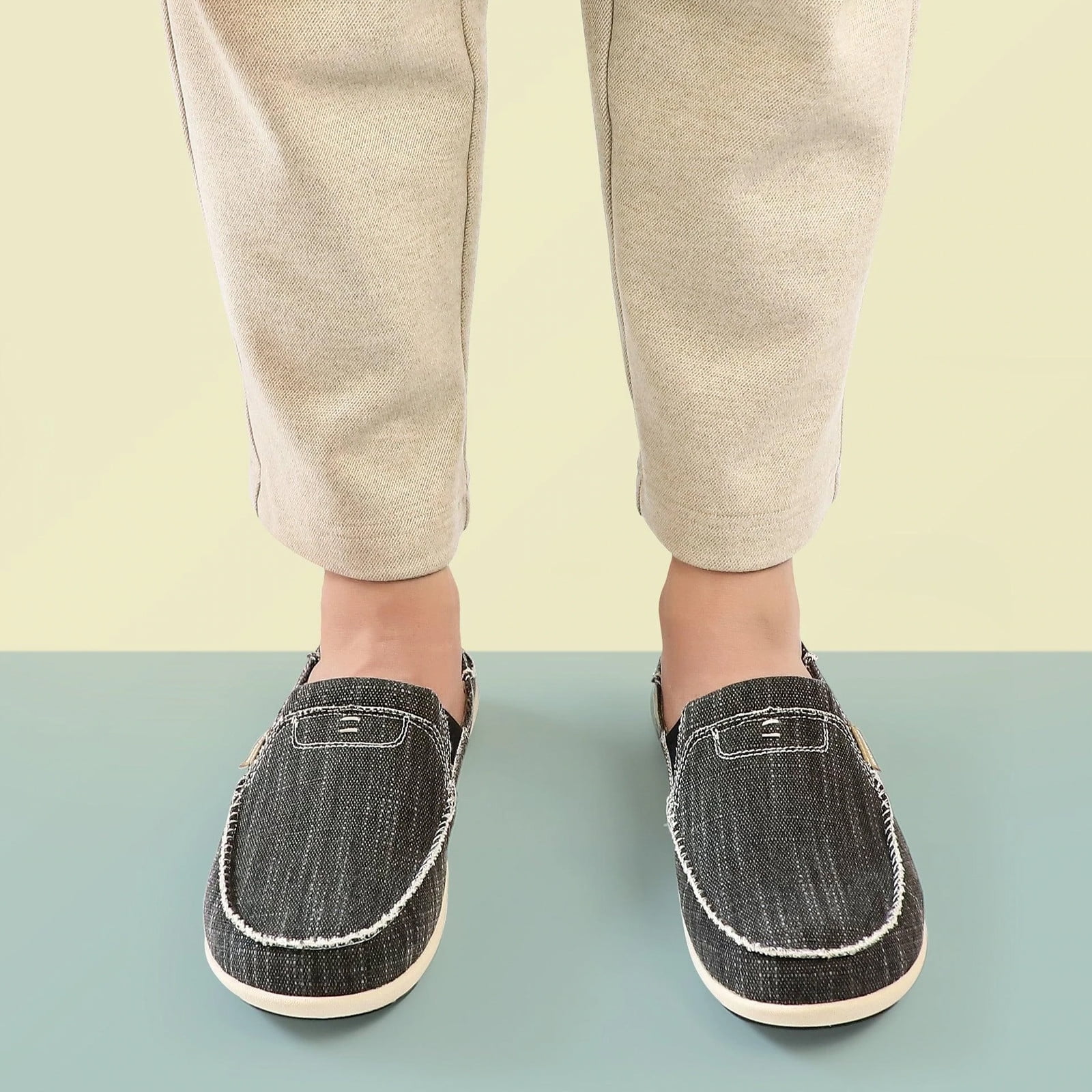 GeckoMan Men Plantar Fasciitis Canvas Loafer Shoes with Arch Support