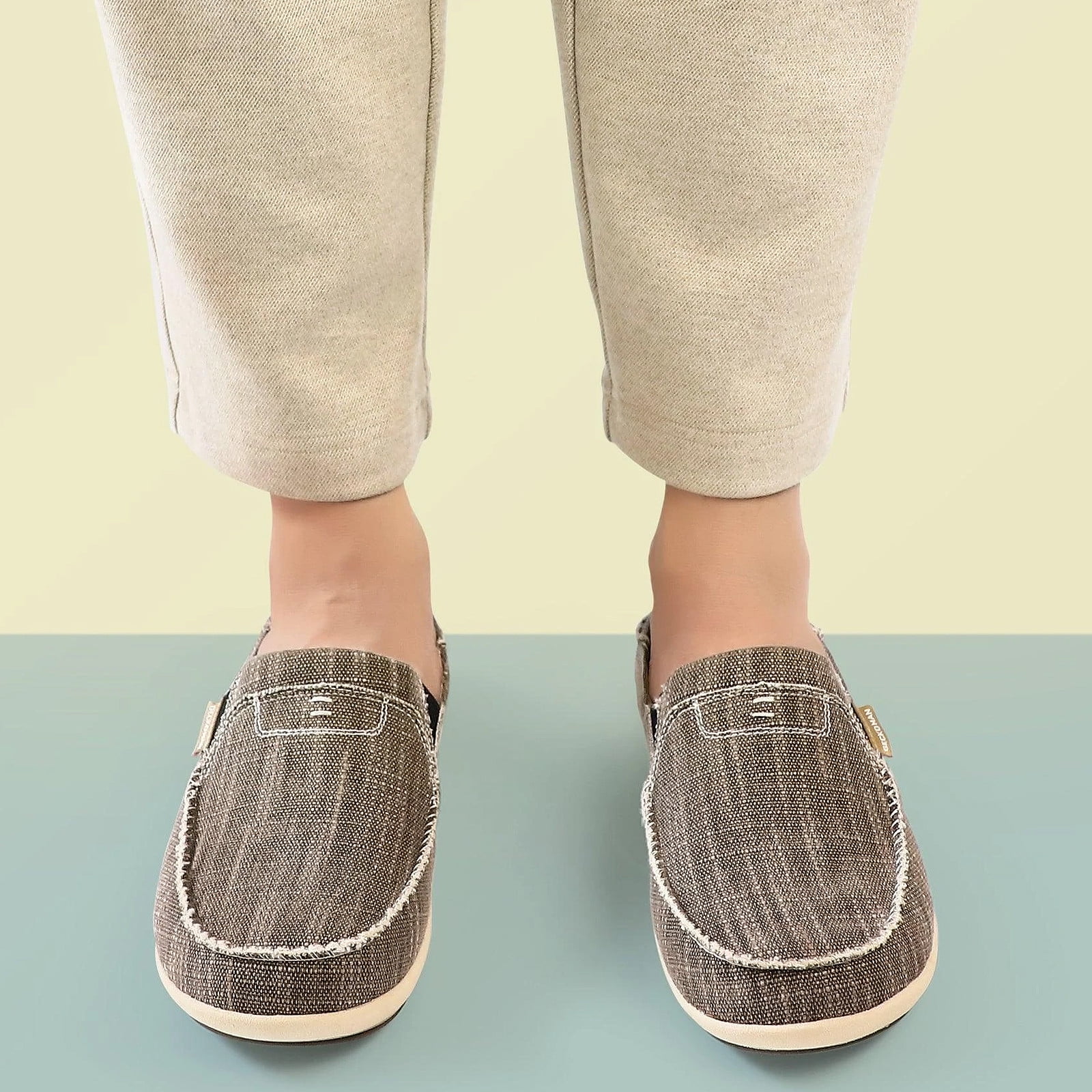 GeckoMan Men Plantar Fasciitis Canvas Loafer Shoes with Arch Support
