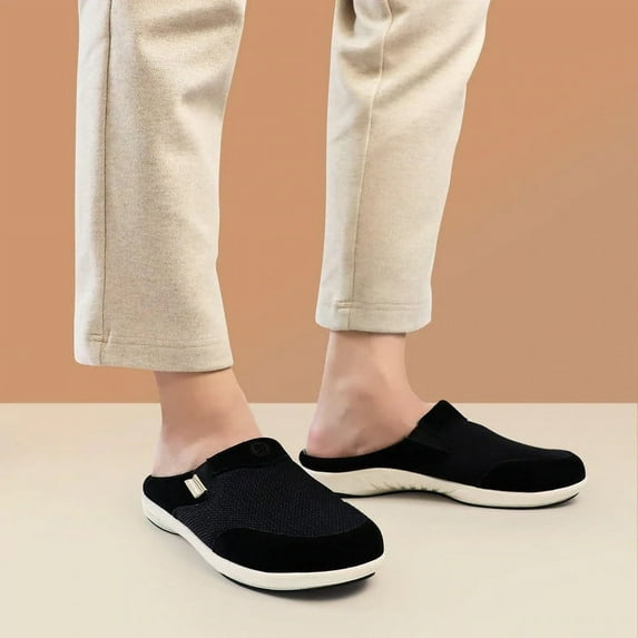GeckoMan Men's Arch Support Slipper Loafers Plantar Faciitis Canvas House Slipper for Men Indoor Outdoor, Slip On Clog Slides Shoes with Anti-Skid Rubber Sole