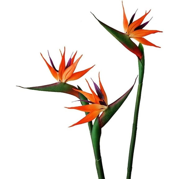 Gecter 31 Inch Orange Bird of Paradise Artificial Flower Bouquet, 3 Count