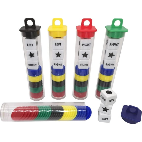 Gecter Left Right Center Dice Game Prime Set Bundle, Assorted Colors, 4 Packs