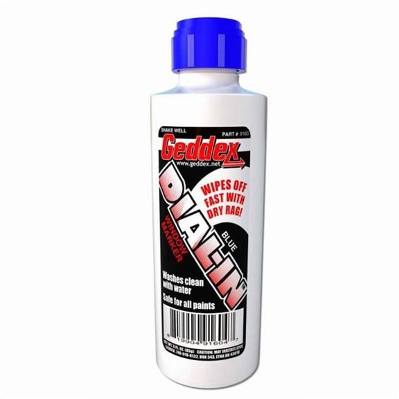 Geddex 916D Dial-In Dial-In Marker Window Blue Safe on Glass-Polycarbonate-Rubber - 3 oz Bottle-Applicator