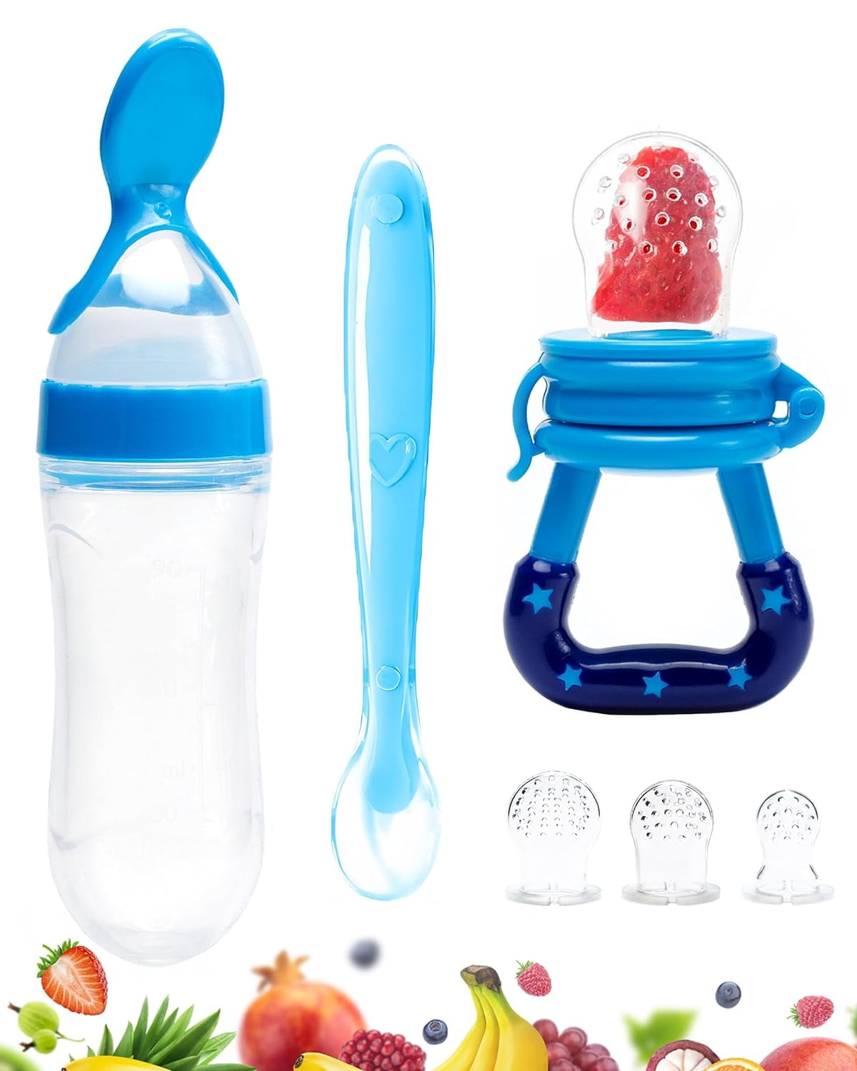Gedebey Baby Food Feeder Pacifier 3 Pack , 1 Frozen Fruit Teethers