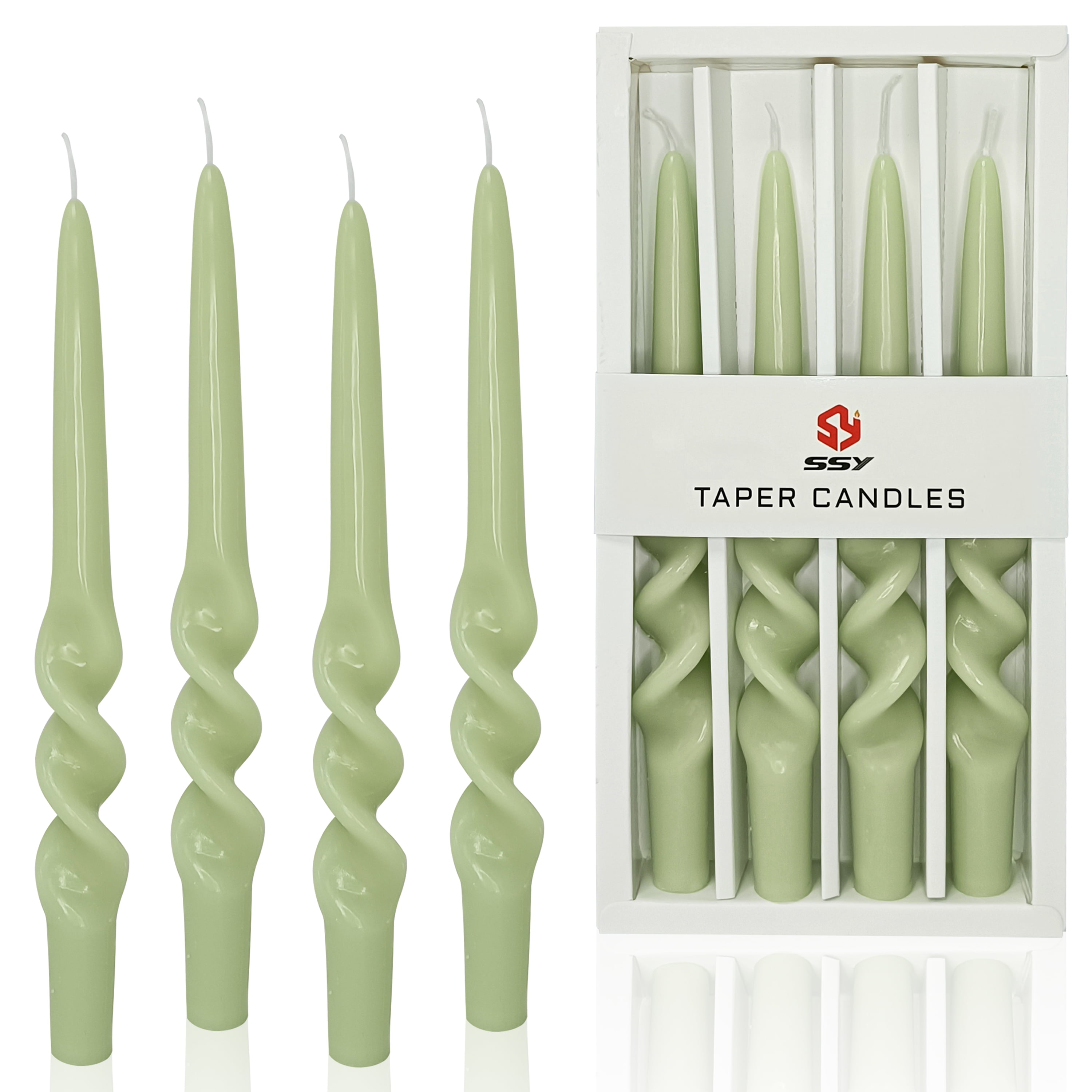 Gedengni Green Spiral Taper Candles Sticks Pack of 49.3 Inch Smokeless