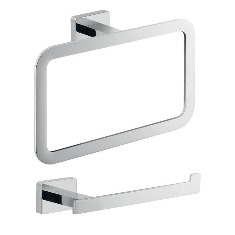Atena Polished Chrome Modern Bathroom Accessory Set