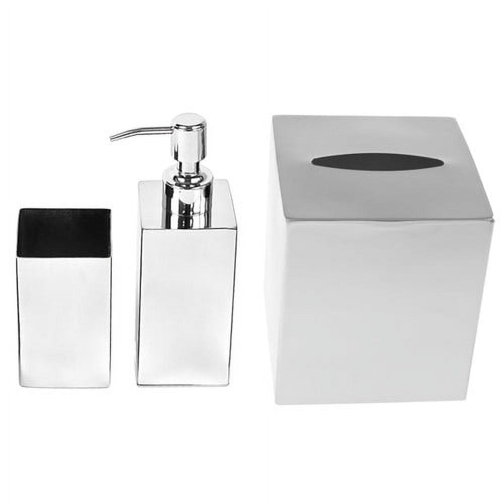 Polished Chrome Metal Bathroom Accessory Set, 3-Piece