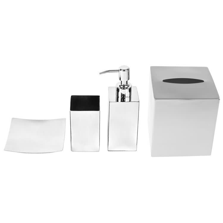 Silver Chrome 4-Piece Metal Bathroom Accessory Set