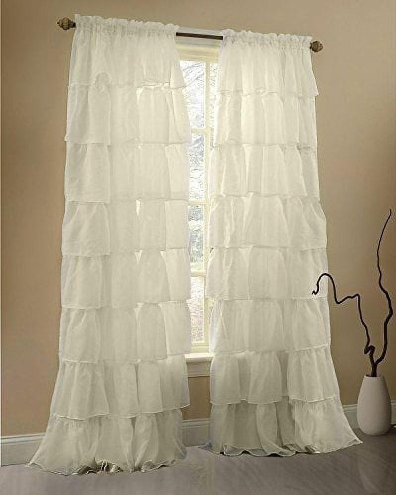 Gee Di Moda Cream Ruffle Curtains Gypsy Lace Curtains for Bedroom ...