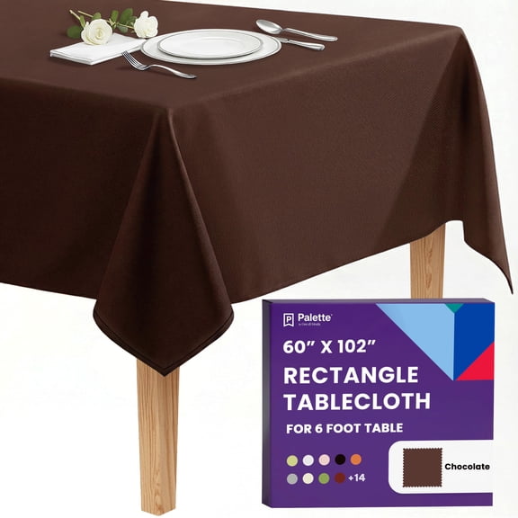 Gee Di Moda Rectangle Tablecloth - 60 x 102 Inch Chocolate Table Cloth for 6 Foot Rectangle Tables - Heavy Duty Washable Fabric - for Holiday Party, Dinner, Weddings, Baby Shower & Events